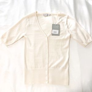 Everlane The Cotton-Merino Short-Sleeve Cardigan_Bone